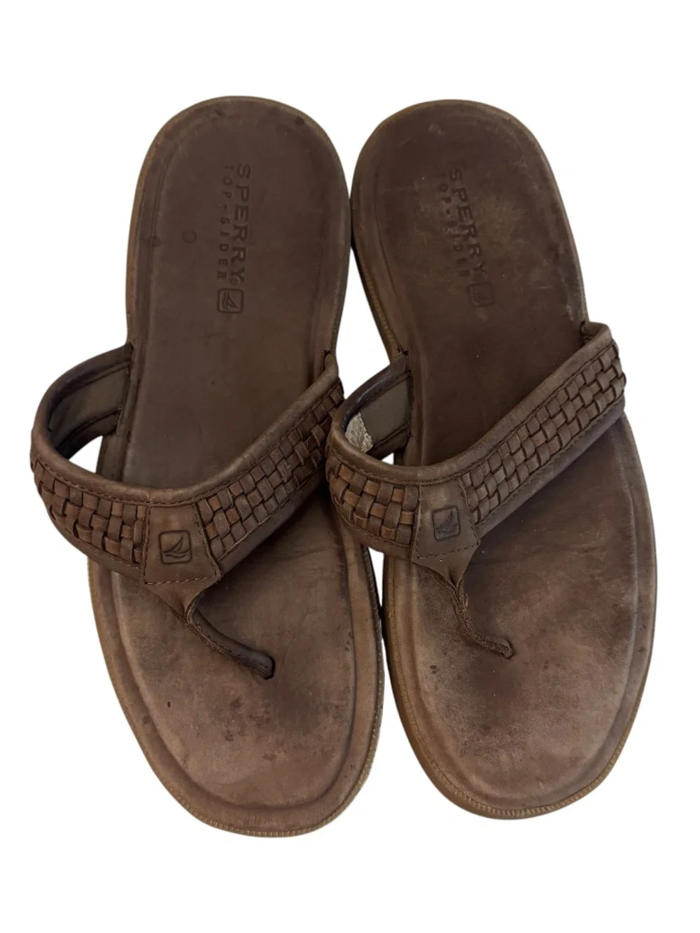 Sperry Top Sider Men's Brown Leather Slip-On Sandals Sz 13M GUC